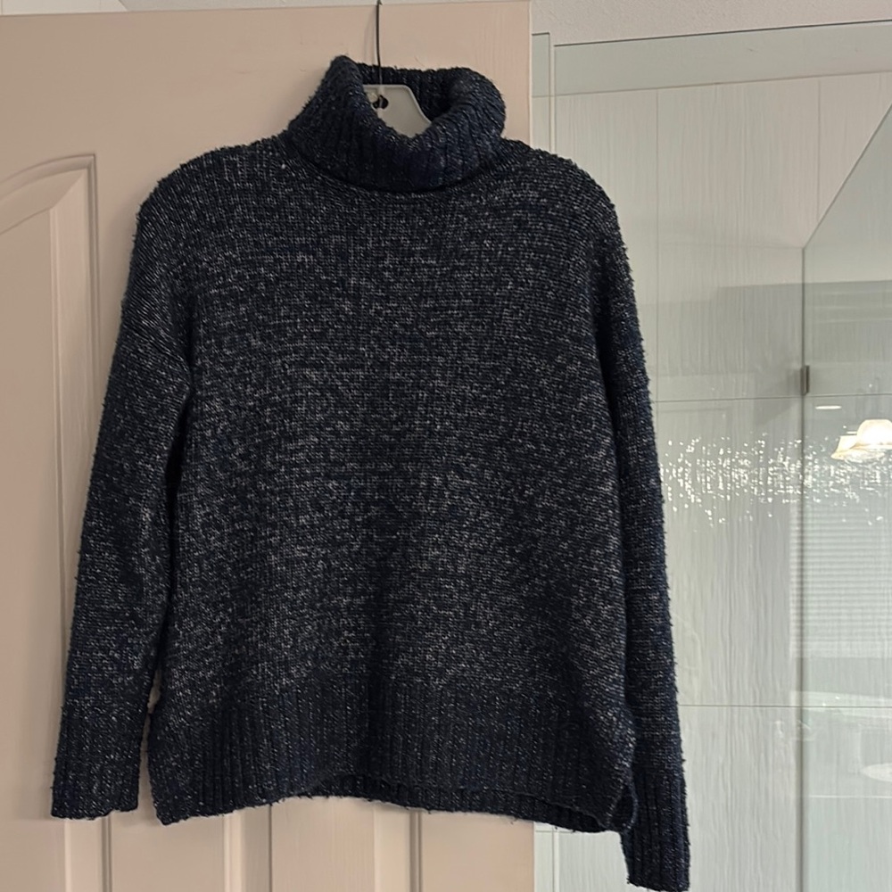 Banana Republic Factory Navy Marled Cowl Neck Sweater